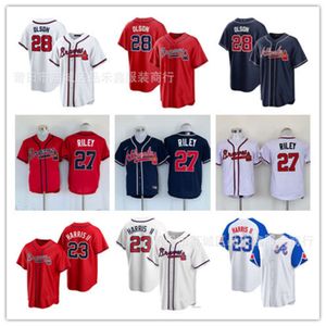 Koszulki baseballowe Braves Jersey Warriors Rozmiar 1 alby 27# Riley 28# 23# haftowane