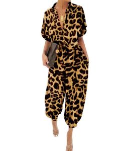 Women Fashion Casual Leopard Print Jumpsuit Playsuit Rompers Plus Size Harajuku Autumn Summer4257891