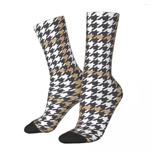 Kadınlar SOCKS Siyah Houndstooth Çoraplar Kadın Vintage Plaid Baskı Yüksek Kaliteli Retro Sonbahar Kaykay Anti-kayma grafik