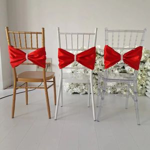 20pcs Chiavari Satin Chair Band Sash With Pearl Buckle For Wedding Party Decoration 240430