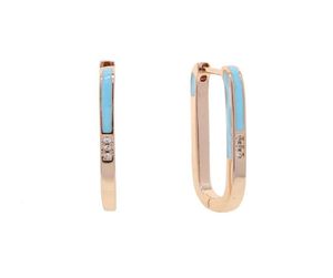 Hoop Huggie Tiny Rose Gold Color Neon Emalj örhängen Trendiga geometriska uttalande Square Earring Fashion Jewelry Brincos8907248