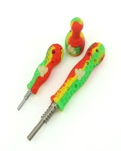 NY SILICONE NECTOR SILICONE RÖKNING PIPE COLLECTOR Kit Koncentrate Rökrör med GR2 Titanium Tip Dab Straw Oil Rigs2109588