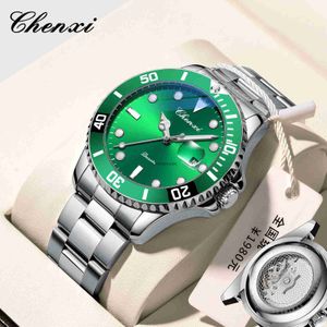 Chenxi Dawn Water Ghost Solid Steel Band Watch Scanning Second Transparent Bottom Mens Watch Waterproof Calendar Quartz Watch Fangsheng Clock