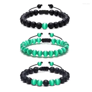 Strand 2024 Fashion Opal Beads Bracelet Natural Lave Rock Stone Sets Braided Rope Bracelets For Women Handmade Bangles