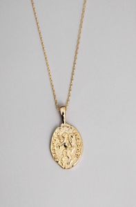 Leouerry 925 Sterling Silver Irregular Coin Pendant Necklace Handmade Ancient Roman Lion Relief Necklaces for Women Fine Jewelry Q3083066