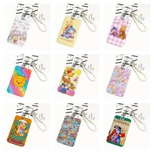 Keychains Cartoons Cute Kids Keychain Woven Rope Office ID Card Pass Lanyard Buckle Badge Holder 0414