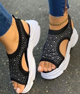 Plus Size 43 Lei Summer Fashion Chozy Light Heels Platform Crystals Knitting Sandals SHOING6763398