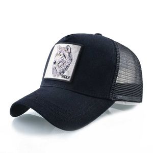 Ball Caps Mens Snapback Caps Summer Breathable Baseball Cap Women Cool Streetwear Wolf Embroidery Trucker Bones Unisex Hip Hop Hats Male T240429