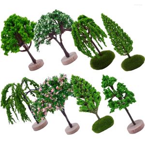 Decorative Flowers 8pcs Lifelike Sand Table Tree Model Scenery Landscape Decoration Simulation Trees Models