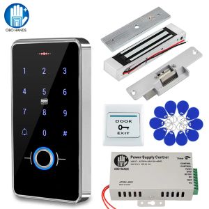 Scheda IP68 Sistema di controllo dell'accesso alla porta impermeabile Biometria RFID KEYPAD + Alimentatore + 180 kg di serrature magnetiche elettriche per la casa