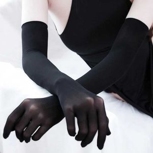 Sleevelet Arm Sleeves Sexy Lace Thin Transparent Hollow Breathable Long Gloves Seamless High Elastic Solid Womens White Black Socks Q240430