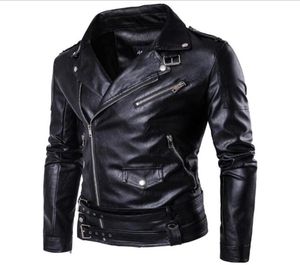 Tamanho M5xl Moda punk Men Slim Lanta Slanting Zipper Leather Jacket Man Casat Overcoat Qualidade D1013896065