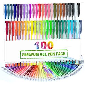 CORES DE CORES DE 100PCS Conjunto de canetas de gel de 0,5 1,0 mm de desenho de ponta escrevendo para livros de colorir adultos pastel neon glitter neon