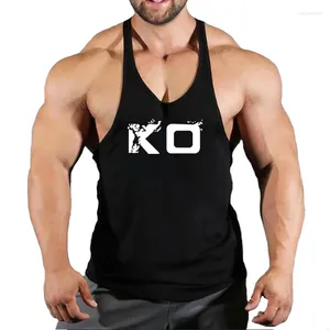 Men's Tank Tops Workout Top Muscle Guys Gym Clothing Bodybuilding Stringer Men Cotton Vest Y Back Sleeveless Shirt Sports Singlets