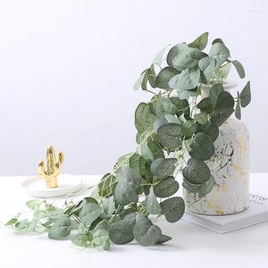 Decorative Flowers Simulated Eucalyptus Wall Mounted Rattan Countryside Indoor Artificial Flower Money Leaf Green Plant
