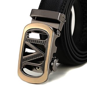 Men Leather belts Top Grade luxury belts M Buckle Casual fashion design Men Accessories belts free shipping 264t