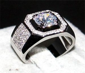 Homens de luxo 10kt Branco Ringos cheios de ouro Jóias de dedos Eterno Eterno 66mm 12ct Diamond Zircon Cocktail Wedding Ring For Men Boys SZ 74782847