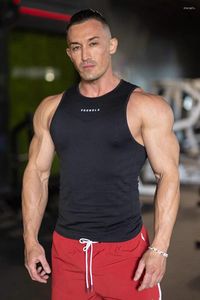 Men's Tank Tops Summer Gym Sports Running Leisure Milk Silk Vest Printed Elastic Breathable Fitness Top