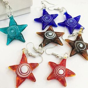 Dingle örhängen 5 uppsättningar sommarstjärnstjärnor spiral lampwork smycken murano glas kinesisk stil för kvinnor handgjorda