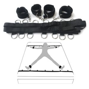 Bed Restrictive Restraint BDSM Kit Lämplig för pararmband Ankel manschetter Justerbar axelband Begränsning SM Lämplig för vuxna sexleksaker 240425