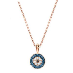 neckless for woman Swarovskis Jewelry Matching Round Devils Eye Necklace Female Swarovski Element Crystal Devils Eye Clavicle Chain Female