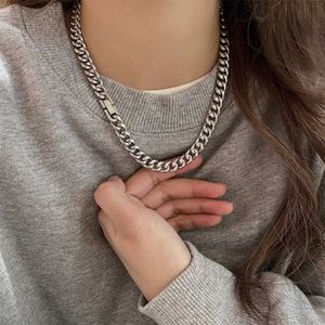 Small Group Titanium Steel Non Fading Cuban Chain Necklace for Men and Women Trendy Ins Street Hip-hop Sweater Accessories