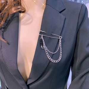 Брошь модная креативная панк -сеть кисточка винтаж бит металлические жемчужины брошь для костюма для воротника украшения 2024