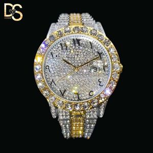 새로운 Moissanite Diamond Watch 고급 블링 아이스 아웃 Moissanite High-End Ultra 손목 힙합 버스트 다운 워치