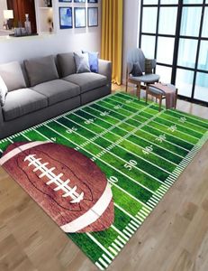 Tapetes 3D Green Football Carpet Kids Room Tapete Campo de campo Bedroom Living Lawn Floor Infronto Crianças grandes tapetes Casa