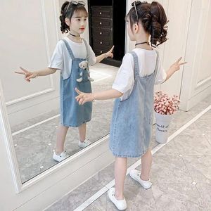 衣類セット3 4 5 6 8 10 11歳の夏の子供の女の子のシャツオーバーオールジーンズデニムセットベビー服ジャンプスーツロンパーズダンガリー