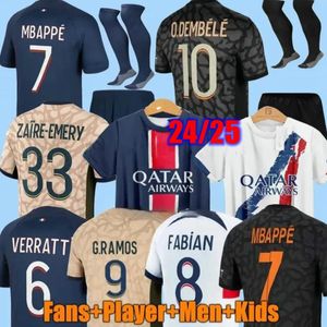 2023 2024 Mbappe Hakimi Player 30 10 Soccer Jersey Vitinha N.Mendes 23 23 24 Maillots de Football Verratti Kids Kids intiforms Homme Enfant Fabian Sanches