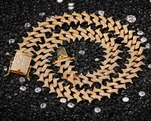 Hip Hop Prong Cubic Zirconia Bling Iced Out Thorns Cuban Miami Link Chain Choker Necklaces Diamond Curb Chains for Men Guys Rapper8297037