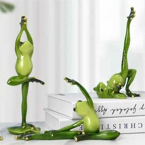 Decorative Objects Figurines Yoga Frog Figurines Frog Decoration Couple Frogs Sport Frogs Desktop Ornaments Resin Art Crafts for Home Decoration T240505
