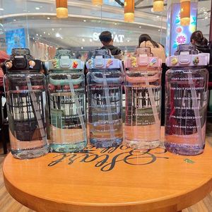 Water Bottles 2 Liter Large-capacity Cup Summer Sports Graduated Straw Plastic High Temperature Resistant Men And Women Universal