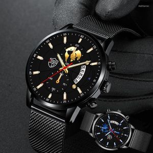 ساعة Wristwatches 2023 Watchite Watch for Men Fashion العلامة التجارية الأنيقة الذكور الفولاذ المقاوم للصدأ الذهب الكوارتز الساعات غير الرسمية رجال Relogio 217t