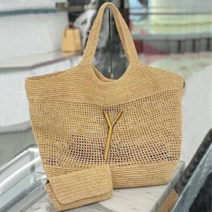 Maxi Tote Bag Women Designer Luxury Handväska Raffias Handbroderad halmväska strandväska stor kapacitet Totes shoppingväska axelväskor handväska solsken s s 404