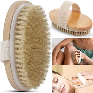 Badverktyg Tillbehör 1 Kropp Exfolierande Scrub Brush Wet and Dry Hud Natural Bristle Soft Water Therapy Bath Massage Womens Care Tool Q240430