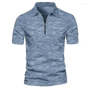 Ternos masculinos de mangas curtas Terno de camisa Zipper Stripe