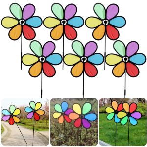 Decorations 16PCS Flower Windmill Wind Spinner Colorful Creative Bird Scarer Outdoor Lawn Yard Flower Spinners Garden Decoration Kids Toy