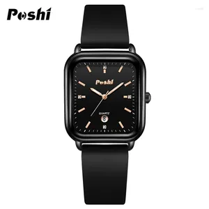 Zegarek na rękę Poshi Oryginalne modne zegarek dla kobiet luksusowy silikonowy pasek kalendarzowy panie swobodny zegarek
