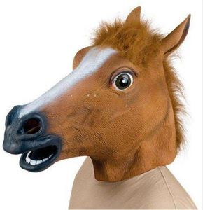 Creepy Horse Mask Head Costume Costume Theatre Prop Nowator Lateks Guma Party Maski dla zwierząt 243E948970055555775