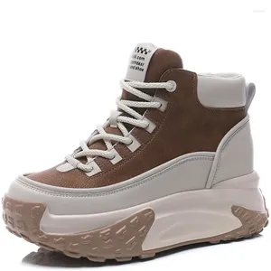 Casual Shoes Women's High Top 2024 Spring Autumn Versatile Breathable 7cm Sneakers Fashion Thick Soled Woman