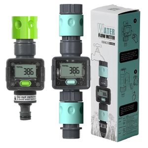 Digital vattenflödesmätare slangvattenmätare för utomhus trädgårdsslang Mätkonsumtion och vattenflödeshastighet med snabba kontakter 240430