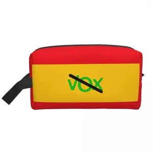 Förvaringspåsar spanien vox logo flagga toalettartikar väska kawaii spansk politisk parti makeup kosmetisk arrangör för kvinnor skönhet dopp kit låda