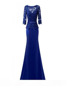 2018 Waishidress Royal Blue Lace Hermaid Mother of the Bride Dresses