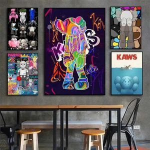 Sfondi Cartoon A-Kaws Tela Pittura poster Art Murale Decorazione Murazione Decorazione della stanza regalo Kawaii HD Painting Cat Car J240505