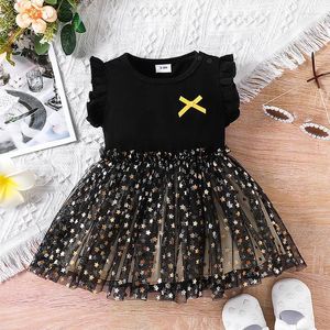 Girl Dresses Summer 2024 Arrivals Girlsle Sleeveless O Neck Paiugne scintillanti Black Infantil Menina Custose Abito Custom Custume 0-2t