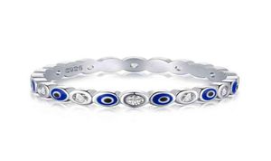 Echte 925 Sterling Silber Evil Eye Ring Charm Blue Hochzeit Eternität Ringe für Frauen Glücksgeschenk für Truthahn Schmuck Geschenk für Mädchen 2022 W2208642055