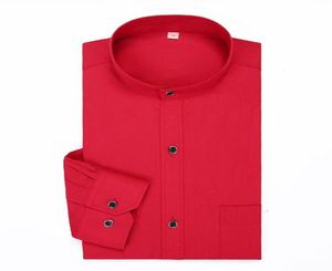Camicie vestite da men039s mandarino collare men039s camicia longsleeved designer cinese in stile business top rosso bianco camisas6644931