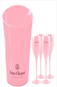 Rosa Plástico Acrílico Champagne Bucket Vinho Flauta de Champanhe e Vidro Buckets Vine Se6869287